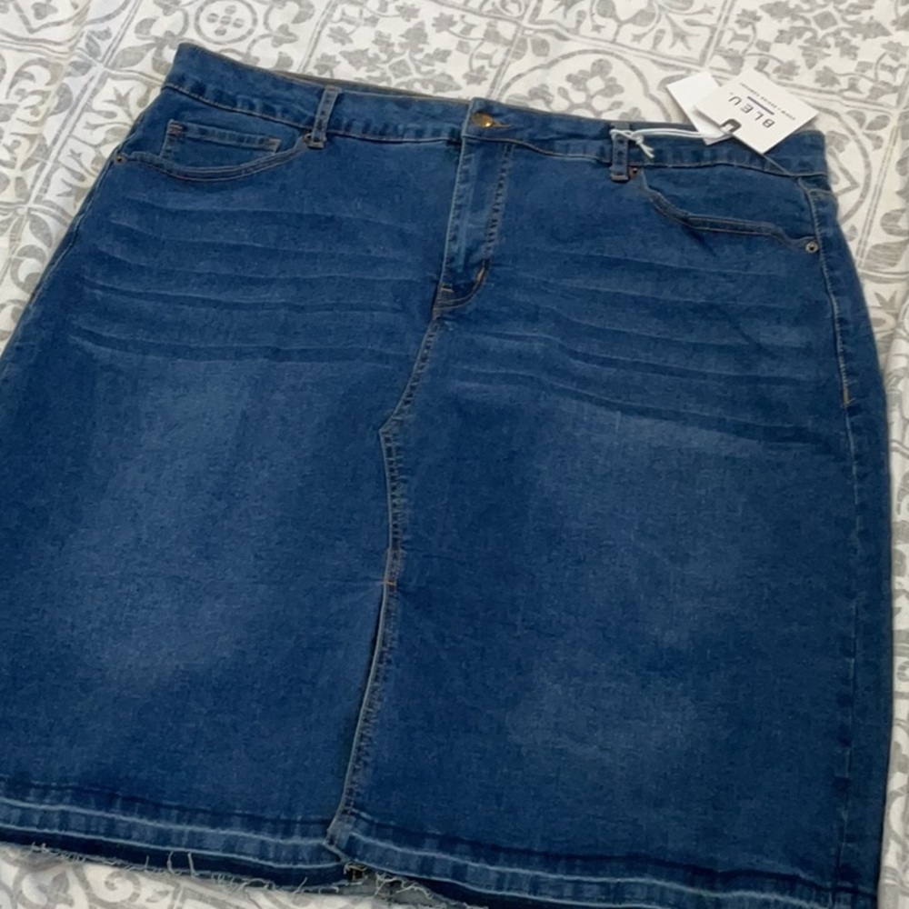 SALE! Bleu Denim skirt released hem high rise plus size 20W - Picture 3 of 12